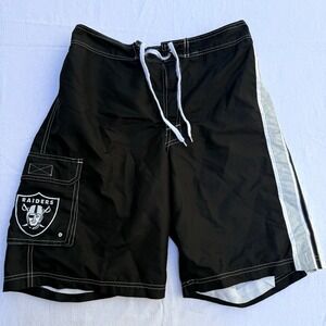 NFL Las Vegas Raiders Black and Gray Men's Swim Board Shorts Size Large Pocket